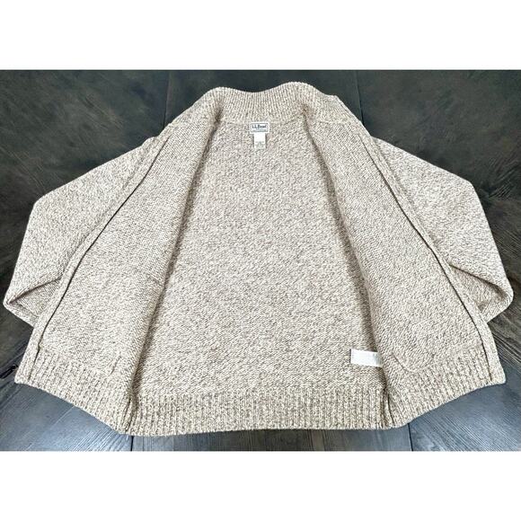 L.L Bean Men's M Heavyweight 100% Lambs Wool Sweater Jacket Beige Oatmeal - Picture 6 of 11